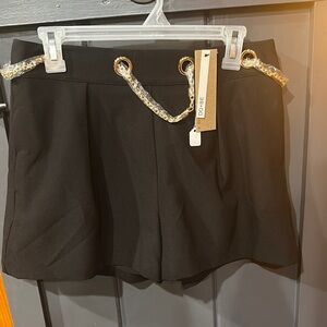 Women's Black Shorts with Chain Detail